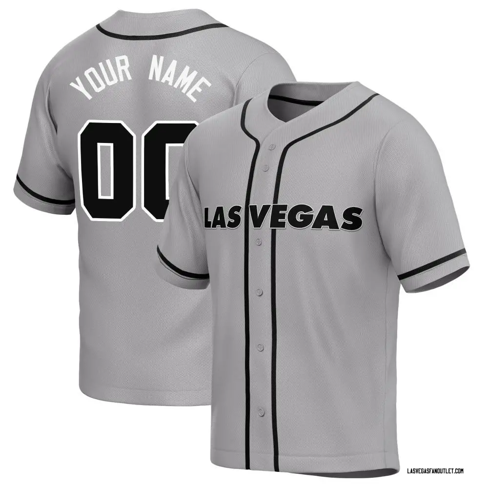 Men's Custom Las Vegas Raiders Gray Baseball Button-Up Jersey - Raiders ...